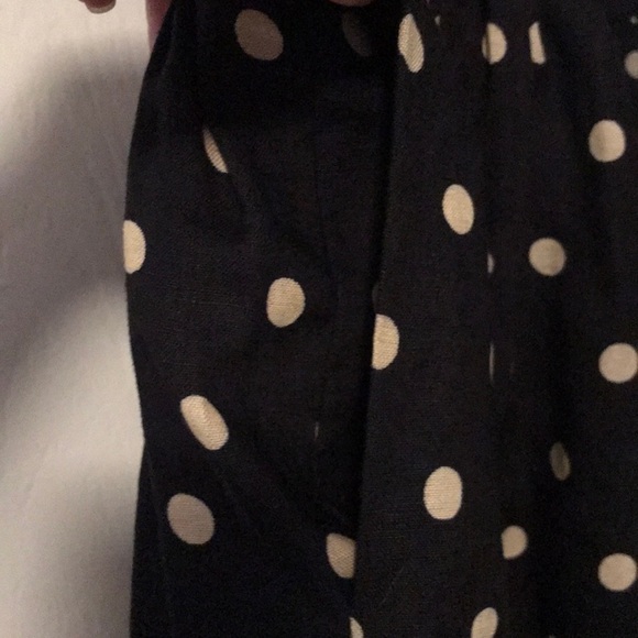 Anthropologie Lilis Closet Polka Dot Linen Navy Tan Dress Women’s Size Small - Picture 3 of 7